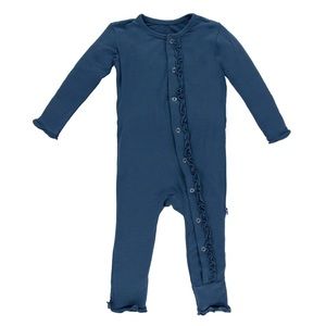KicKee Pants Muffin Ruffle Coverall with Snaps in Twilight